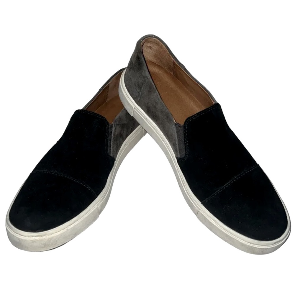 FRYE Women's Gemma Slip on Sneakers US 6 M gray Navy Suede Leather Cap Toe